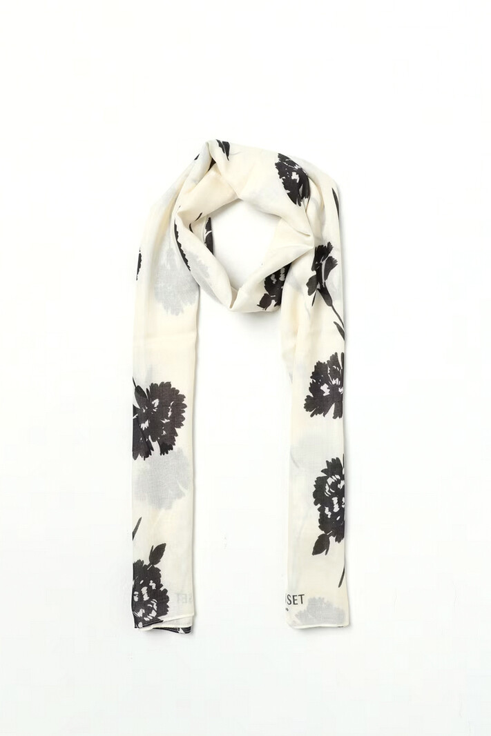 TWINSET Twinset scarf in flower print / floral print Black / White