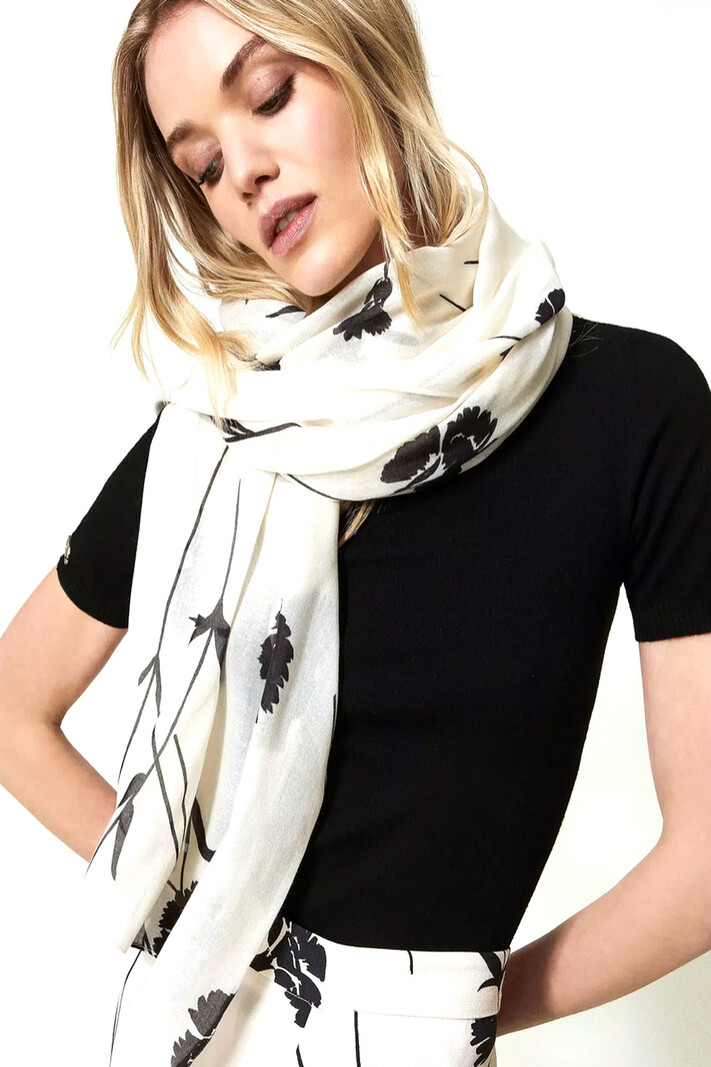 TWINSET Twinset scarf in flower print / floral print Black / White