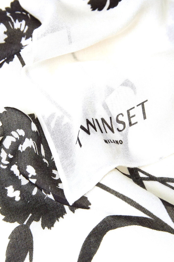 TWINSET Twinset scarf in flower print / floral print Black / White