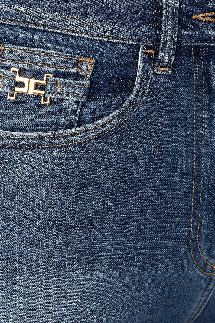 ELISABETTA FRANCHI Elisabetta Franchi jeans flaired met logo plaatje achterzijde Blauw