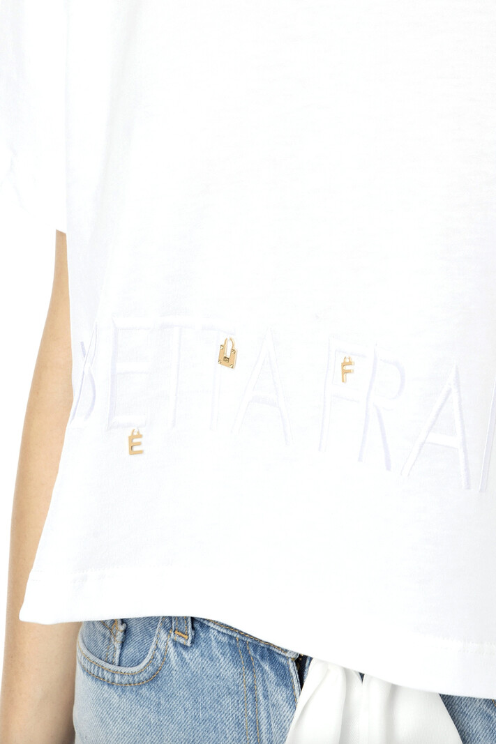 ELISABETTA FRANCHI Elisabetta Franchi tshirt with logo and charms White