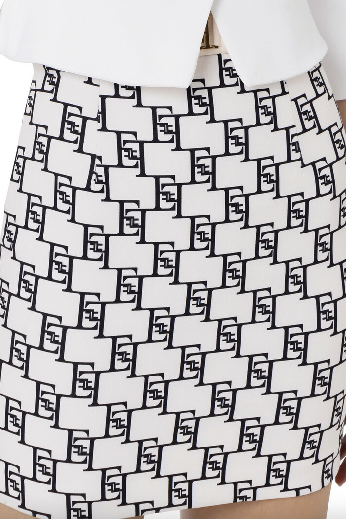 ELISABETTA FRANCHI Elisabetta Franchi skirt with logo print Burro / Cream White