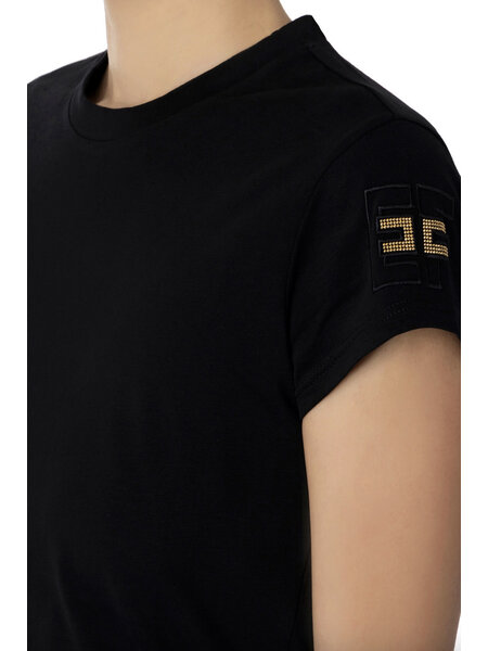 ELISABETTA FRANCHI Elisabetta Franchi tshirt with logo on sleeve Black