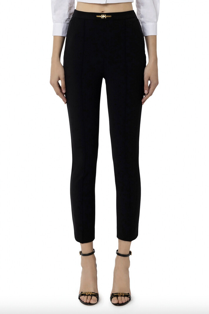 ELISABETTA FRANCHI Elisabetta Franchi pantalon met stretch en slotje Zwart