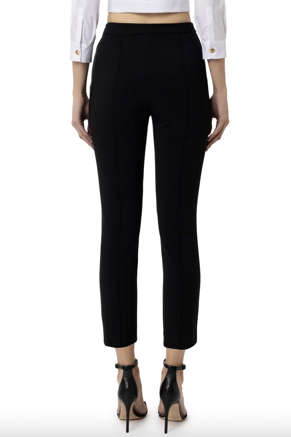 ELISABETTA FRANCHI Elisabetta Franchi pantalon met stretch en slotje Zwart