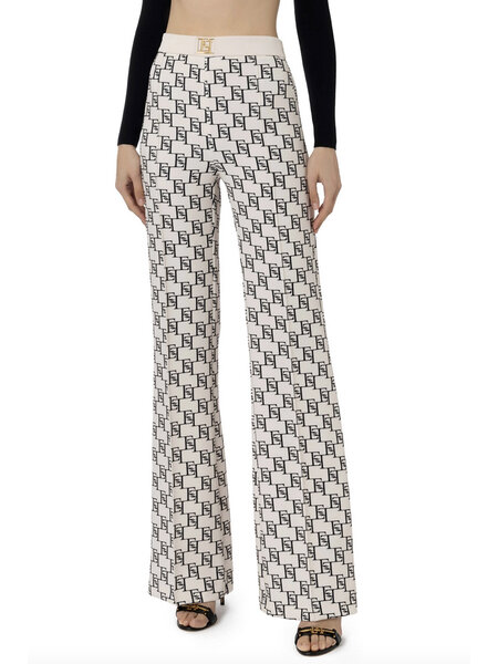 ELISABETTA FRANCHI Elisabetta Franchi pants in logo print black with cream White