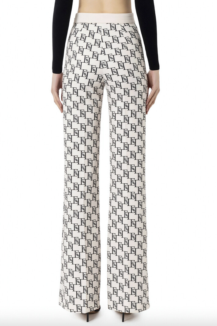 ELISABETTA FRANCHI Elisabetta Franchi pantalon in logo print zwart met room Wit