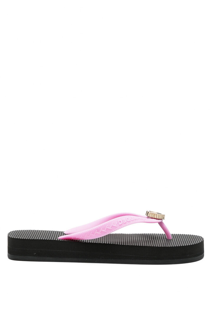 DSQUARED2 dsquared2 slippers with gold heart Black with Pink