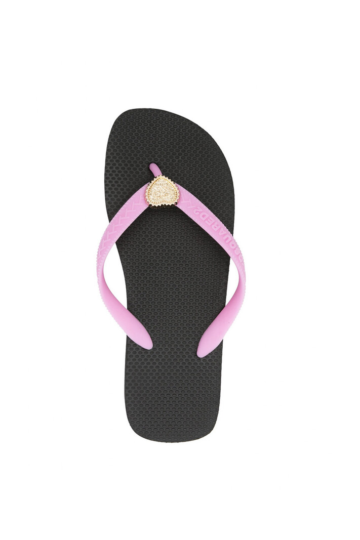 dsquared2 slippers met gouden hart Zwart met Roze Dresscode