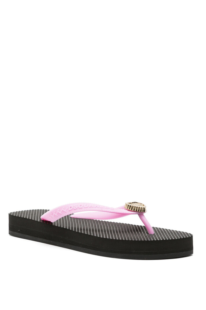 DSQUARED2 dsquared2 slippers with gold heart Black with Pink