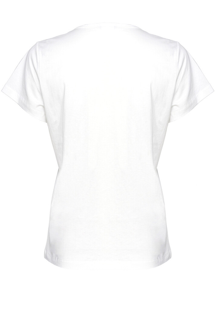 PINKO Pinko V-neck tshirt with rhinestone logo on chest White