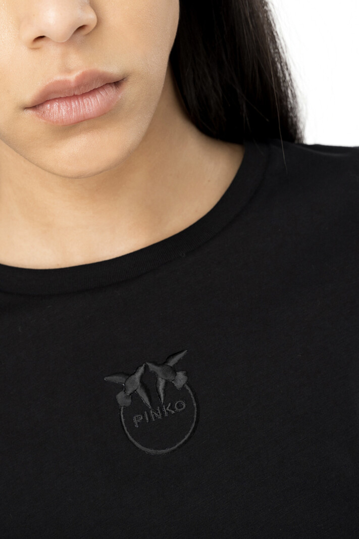 PINKO Pinko tshirt met logo in op borst geborduurd Zwart