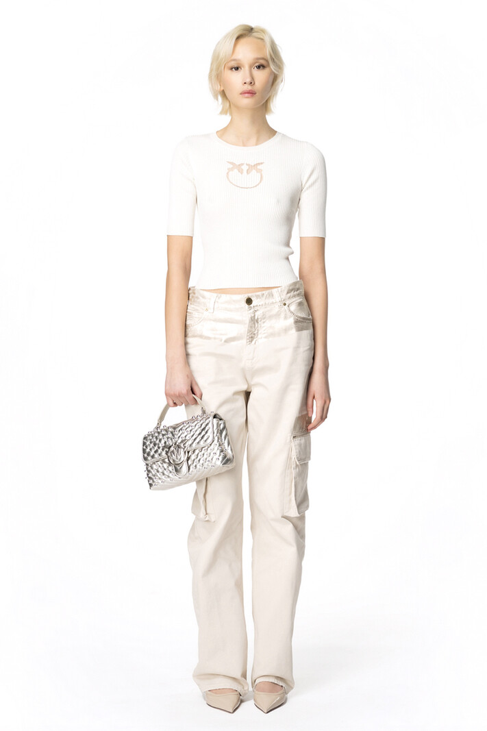 PINKO Pinko knit top with transparent logo cream White