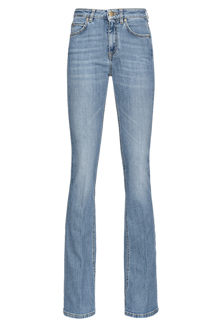 PINKO Pinko flaired jeans met love birds logo op achterzak in steentjes Blauw