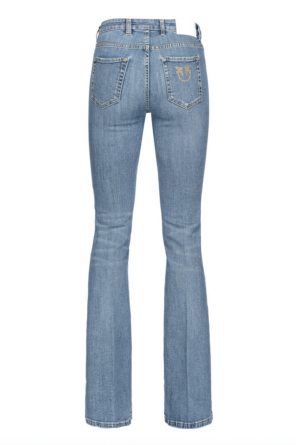PINKO Pinko flaired jeans met love birds logo op achterzak in steentjes Blauw