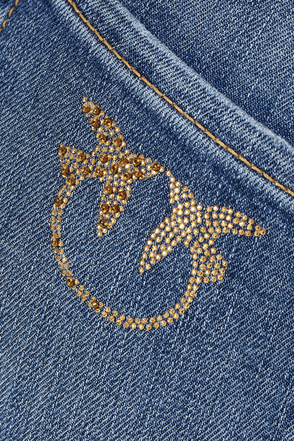 PINKO Pinko flaired jeans met love birds logo op achterzak in steentjes Blauw