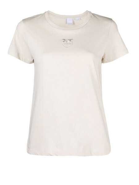 PINKO Pinko tshirt met logo in op borst geborduurd licht Beige