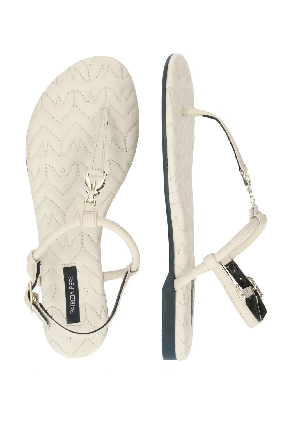 PATRIZIA PEPE Patrizia Pepe sandaal met goud logo room Wit