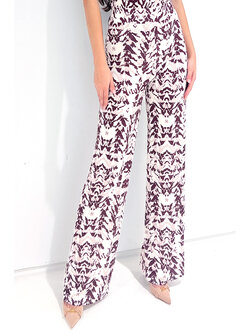 PATRIZIA PEPE Patrizia Pepe pants / pants with print Beige / Nude with Bordeau Red