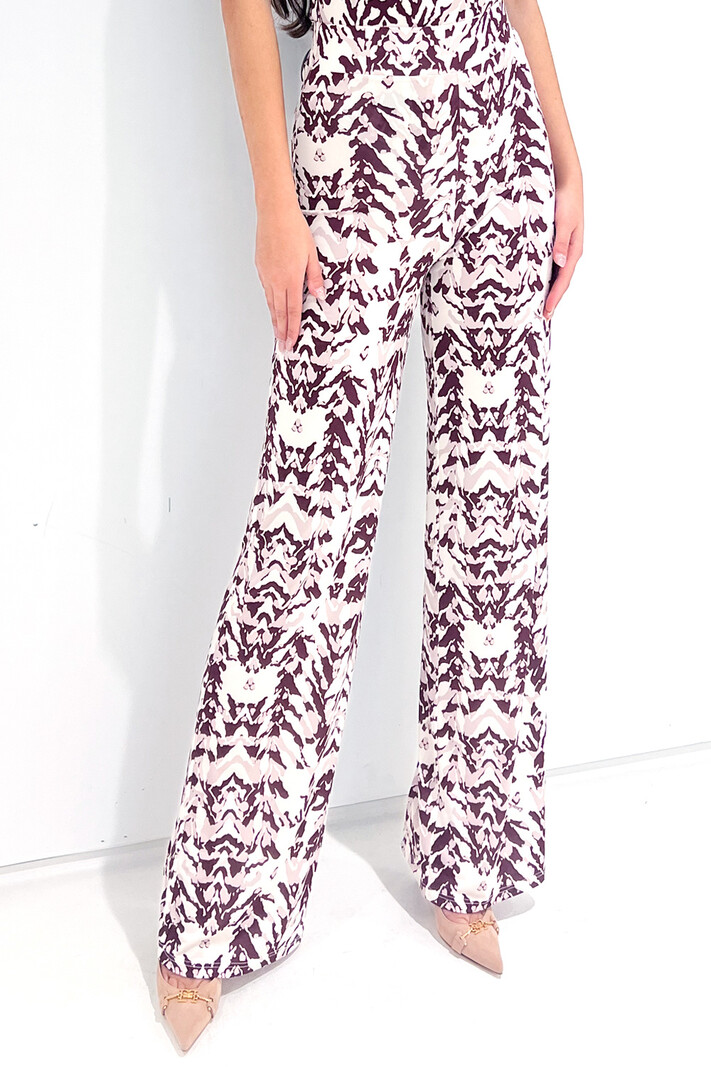 PATRIZIA PEPE Patrizia Pepe pantalon / broek met print Beige / Nude met Bordeau Rood