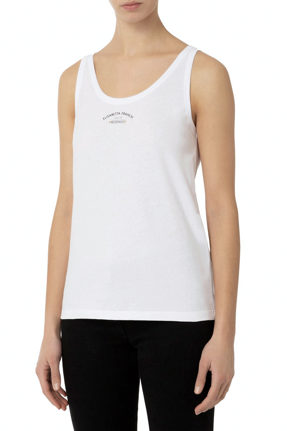 ELISABETTA FRANCHI Elisabetta Franchi tank top met logo Wit ( vallen 1 tot 2 maten groter uit)