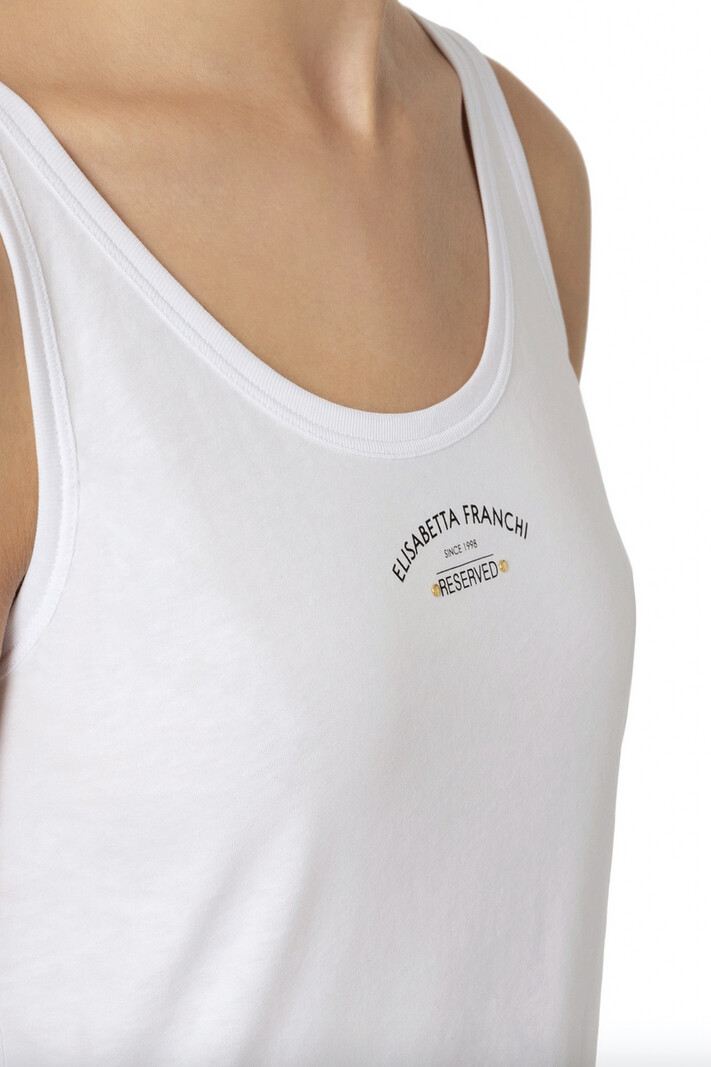 ELISABETTA FRANCHI Elisabetta Franchi tank top met logo Wit ( vallen 1 tot 2 maten groter uit)
