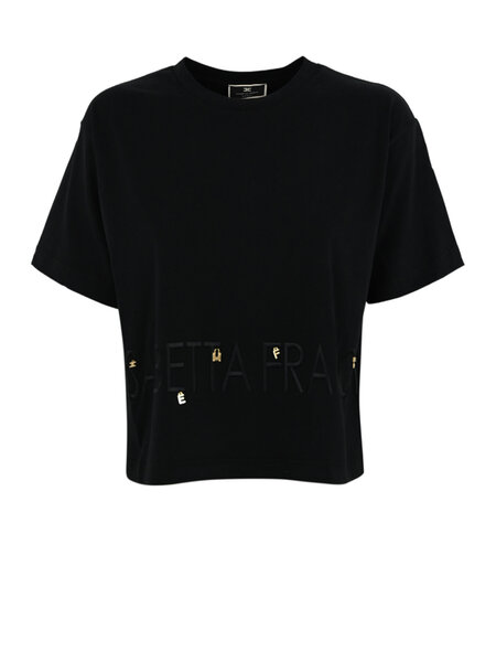 ELISABETTA FRANCHI Elisabetta Franchi tshirt met logo en bedeltjes Zwart