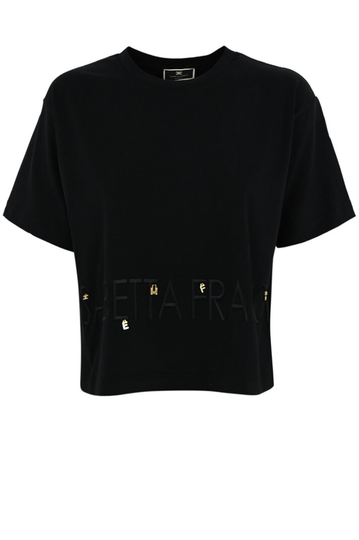 ELISABETTA FRANCHI Elisabetta Franchi tshirt met logo en bedeltjes Zwart