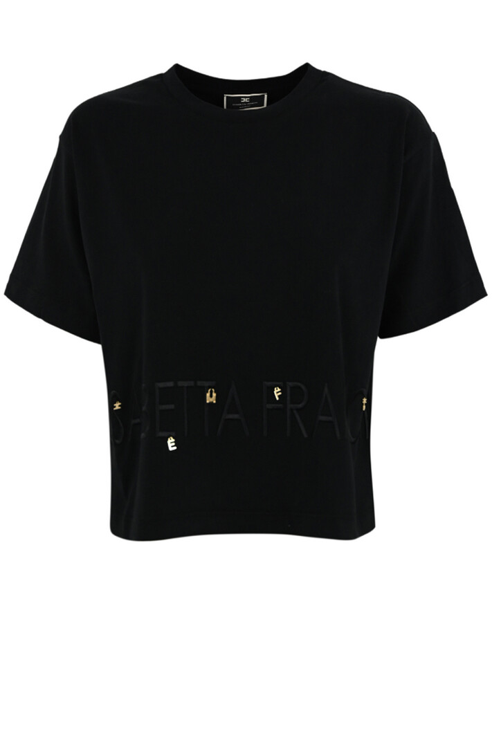 ELISABETTA FRANCHI Elisabetta Franchi tshirt with logo and charms Black