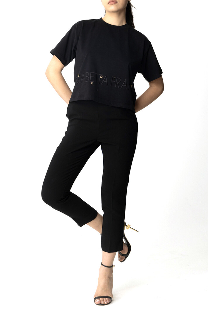 ELISABETTA FRANCHI Elisabetta Franchi tshirt met logo en bedeltjes Zwart