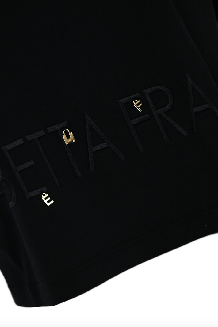 ELISABETTA FRANCHI Elisabetta Franchi tshirt met logo en bedeltjes Zwart