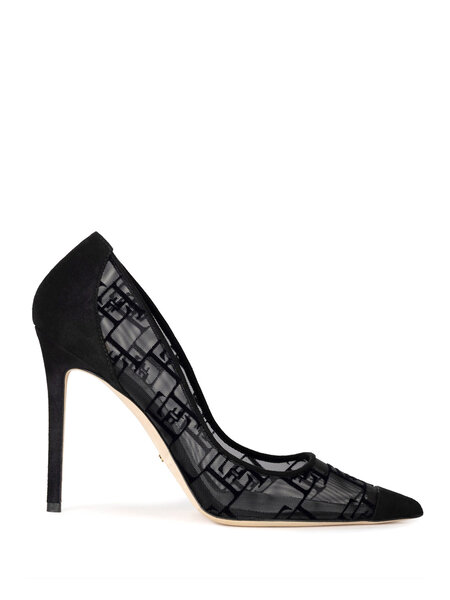 ELISABETTA FRANCHI Elisabetta Franchi suede pump with transparent logo Black