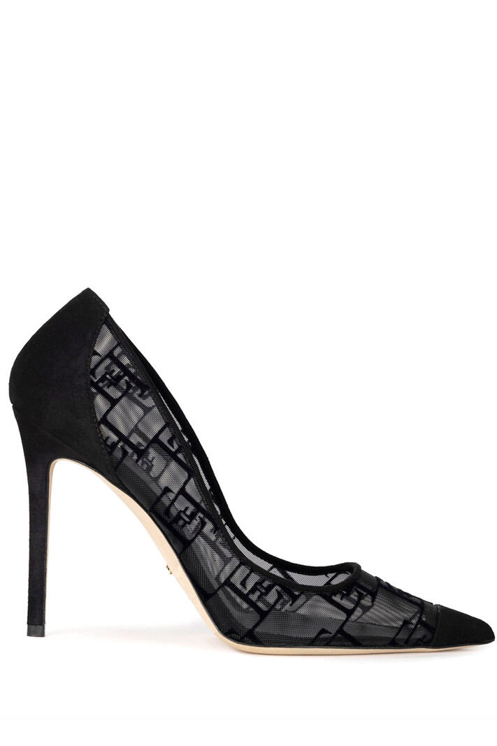 ELISABETTA FRANCHI Elisabetta Franchi suede pump with transparent logo Black