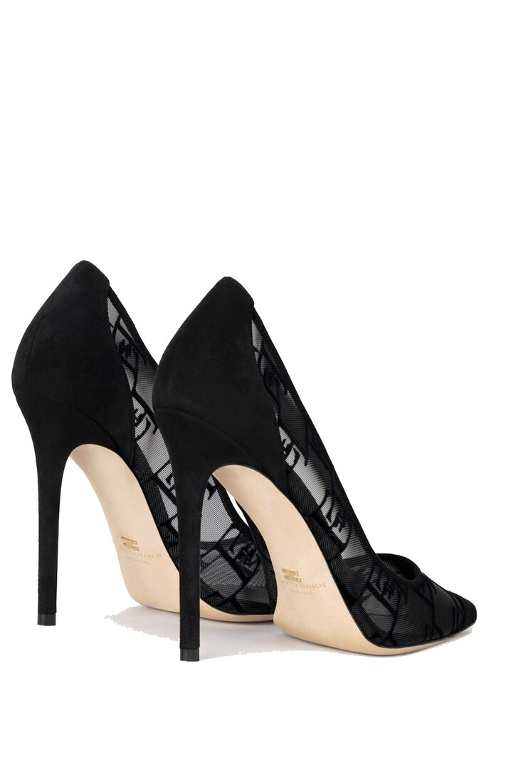 ELISABETTA FRANCHI Elisabetta Franchi suede pump met transparant logo Zwart