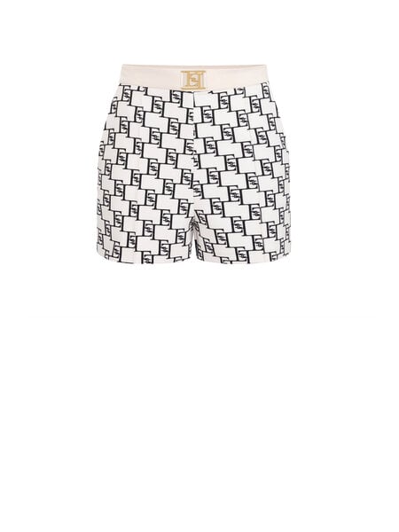 ELISABETTA FRANCHI Elisabetta Franchi shorts in logo Print Burro / Nero / creamy  White