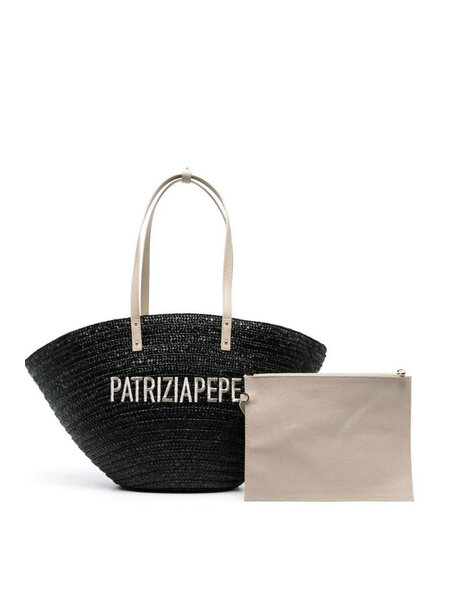 PATRIZIA PEPE Patrizia Pepe bag / basket wicker with leather Black