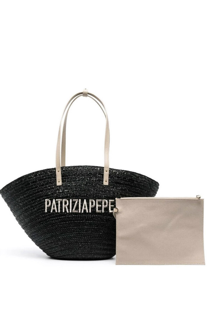 PATRIZIA PEPE Patrizia Pepe bag / basket wicker with leather Black