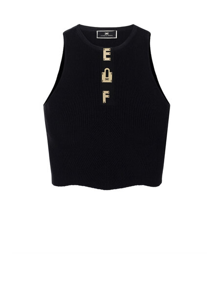 ELISABETTA FRANCHI Elisabetta Franchi short/cropped top with letters and logo Black