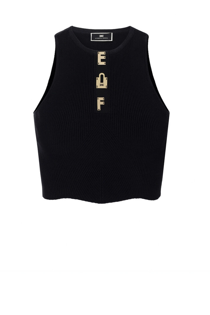 ELISABETTA FRANCHI Elisabetta Franchi korte / cropped top met letters en logo Zwart