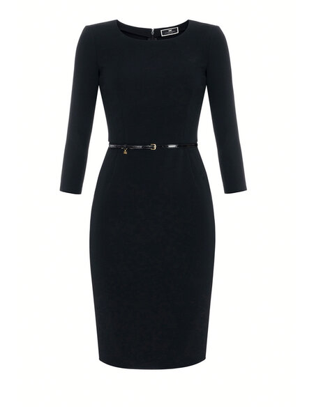 ELISABETTA FRANCHI Elisabetta Franchi luxury fabric dress including belt Black