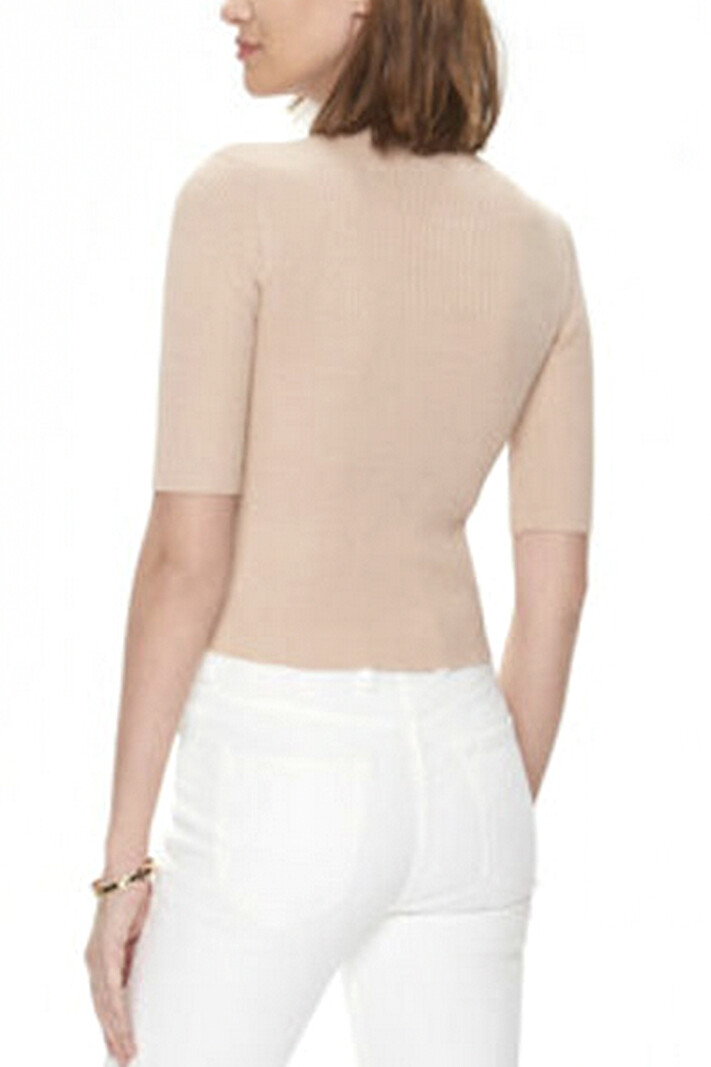 PINKO Pinko knit top with transparent logo Beige / Nude