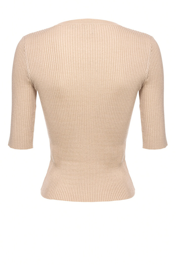 PINKO Pinko knit top with transparent logo Beige / Nude