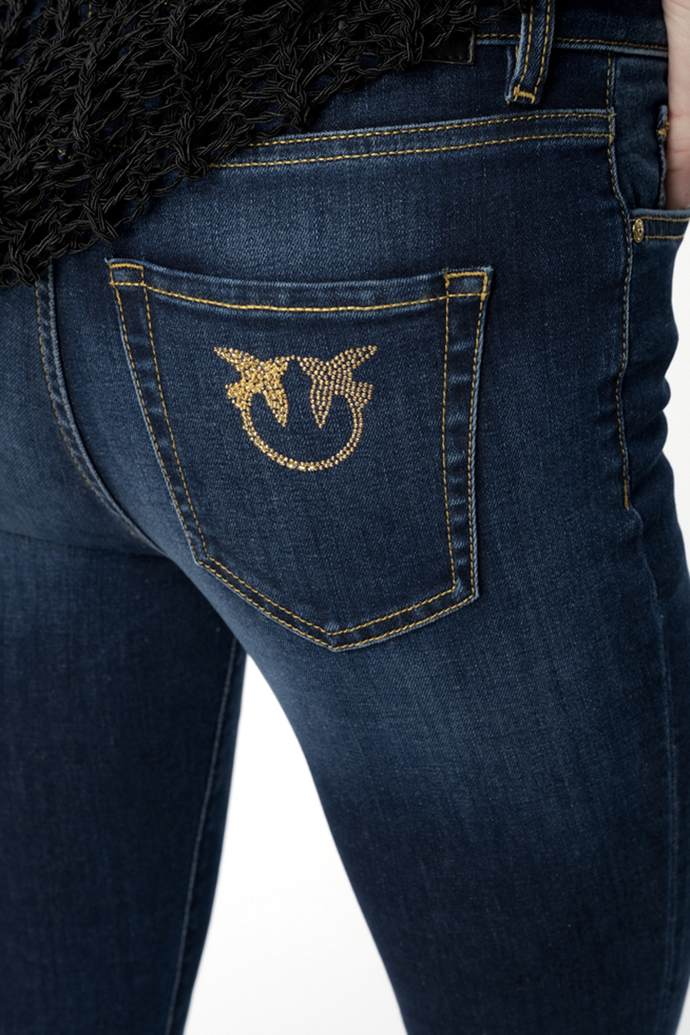 PINKO Pinko jeans skinny strech met logo op broekzak donker Blauw