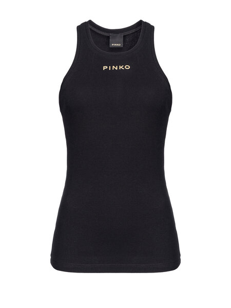 PINKO Pinko tank top met gouden logo Zwart