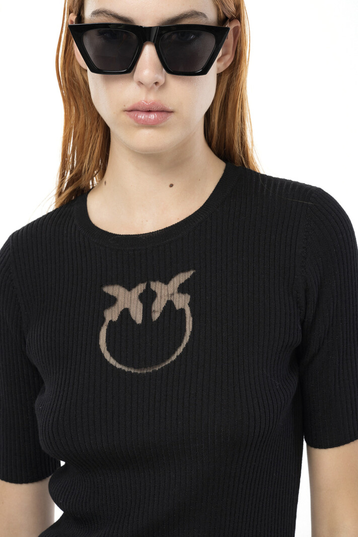 PINKO Pinko knit top with transparent logo Black