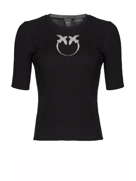 PINKO Pinko knit top with transparent logo Black