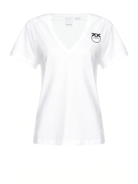 PINKO Pinko tshirt V neck with black logo White