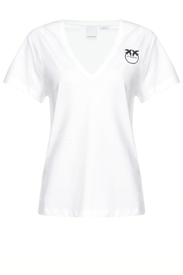 PINKO Pinko tshirt V hals met zwart logo Wit