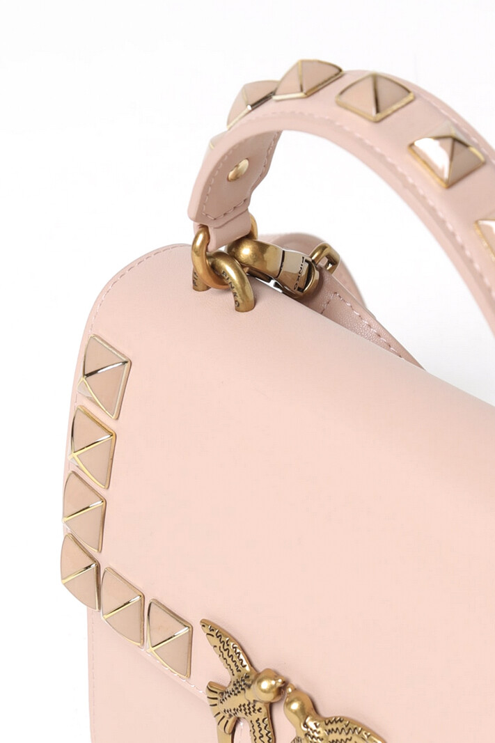 PINKO Pinko tas / bag mini love one top met gouden studs poeder Roze