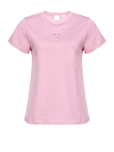 PINKO Pinko tshirt met logo in op borst geborduurd roze